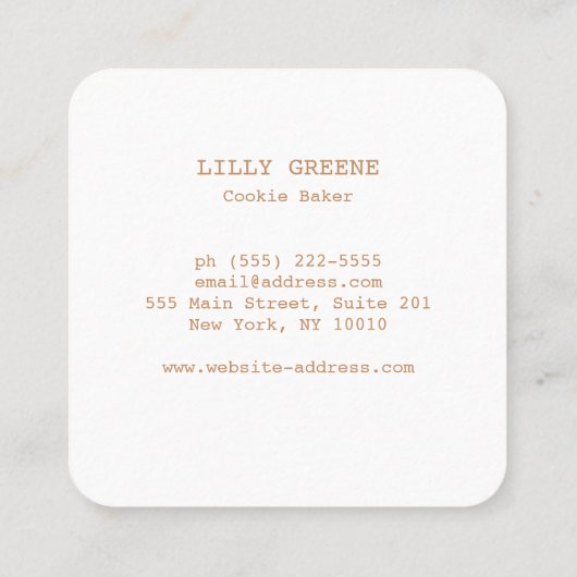カスタムチョコレートクッキーのロゴ スクエア名刺 (裏面)