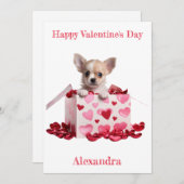 カスタムチワホアパップピンクハートオンボックスバレンタイン シーズンカード (正面/裏面)
