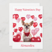 カスタムチワワハートカラーバルーンバレンタイン シーズンカード (正面/裏面)