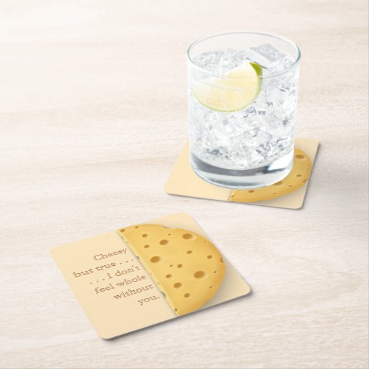 カスタムチーズメッセージトロムペロワールスイスチーズ スクエアペーパーコースター (インサイチュ)