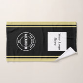 カスタムチームのロゴ&名前&ジャージー番号ブラック金ゴールド ハンドタオル (ハンドタオル)