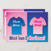 カスタムチームピンクブルージェンダーパーティー 招待状 (正面/裏面)