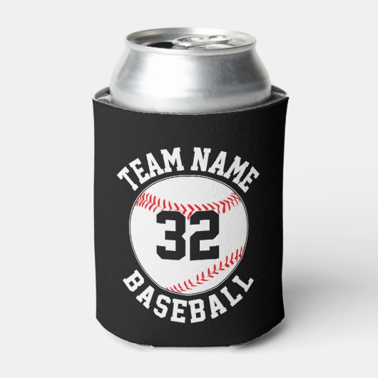 カスタムチーム名と選手番号の野球ファングッズ 缶クーラー (缶正面)