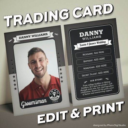 カスタムチーム新郎トレーディングカード、Groomsmen Gift コーリングカード