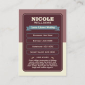 カスタムチーム花嫁トレーディングカード、花嫁の贈り物 コーリングカード (裏面)