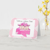 カスタムツインガールズグリーティングカード カード (黄色い花)