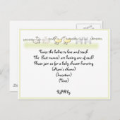 カスタムツイン動物赤ちゃんシャワー招待状 インビテーションポストカード (正面/裏面)