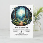 カスタムツリーエンチャントウッドランド誕生日 招待状 (スタンド正面)