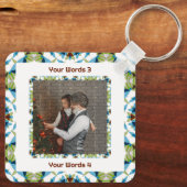 カスタムツリーグリーンウィンターブルークリスマスフォト文字 キーホルダー (裏面)