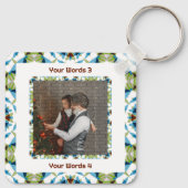 カスタムツリーグリーンウィンターブルークリスマスフォト文字 キーホルダー (裏面)