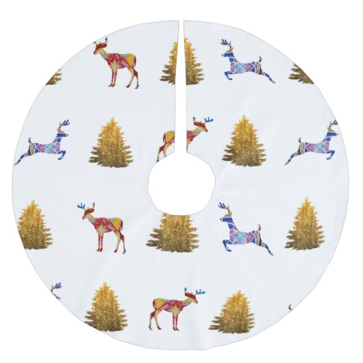 カスタムツリートスカラフルクリスマスムード ブラッシュドポリエステルツリースカート (正面)