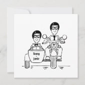 カスタムツーグルームバイクとサイドカー結婚ズ 招待状 (正面)