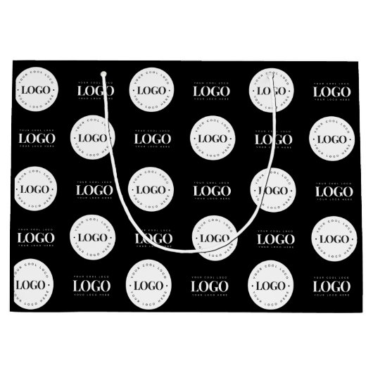 カスタムツーロゴ ステップアンドリピート ビジネス 会社 ラージペーパーバッグ (正面)