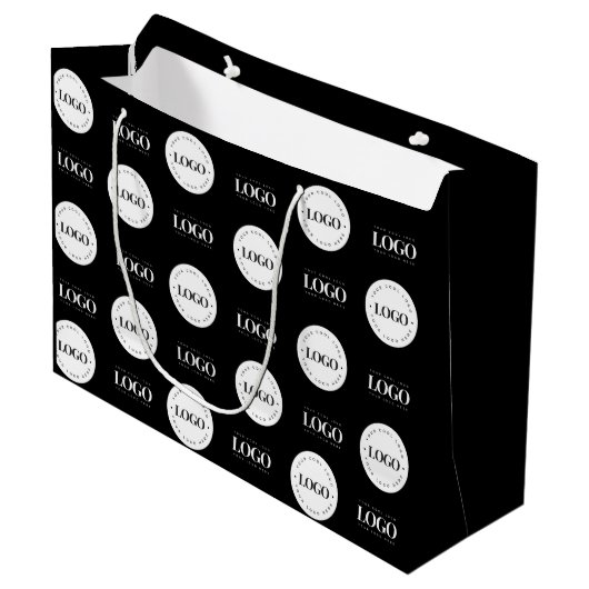 カスタムツーロゴ ステップアンドリピート ビジネス 会社 ラージペーパーバッグ (正面アングル)