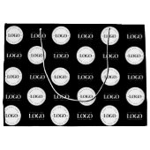 カスタムツーロゴ ステップアンドリピート ビジネス 会社 ラージペーパーバッグ (裏面)