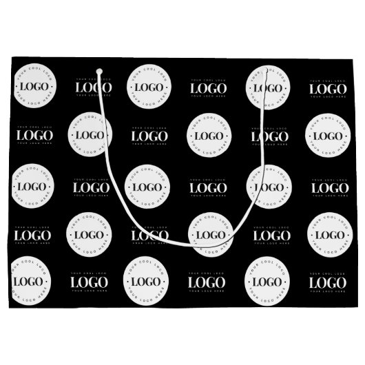 カスタムツーロゴ ステップアンドリピート ビジネス 会社 ラージペーパーバッグ (裏面)