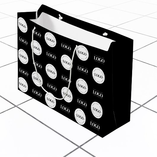 カスタムツーロゴ ステップアンドリピート ビジネス 会社 ラージペーパーバッグ