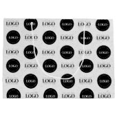 カスタムツーロゴ ステップ＆リピート ビジネス グレー クラフト ラージペーパーバッグ (裏面)