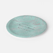 カスタムティファニーグレーハートシルバーマーブルVIP ペーパープレート (アングル)