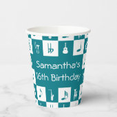 カスタムティール(緑がかった色)とホワイトミュージックのノートと楽器 紙コップ (左)