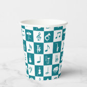 カスタムティール(緑がかった色)とホワイトミュージックのノートと楽器 紙コップ (右)