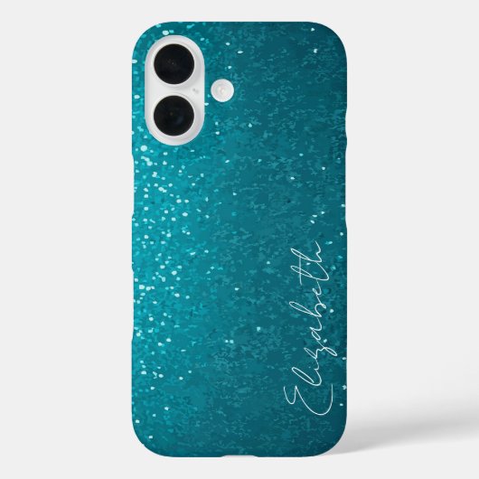 カスタムティール(緑がかった色)グリッター Case-Mate iPhoneケース (裏面)
