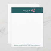 カスタムティール（緑がかった色）スタイリッシュフローラ事務用文房具 (正面/裏面)