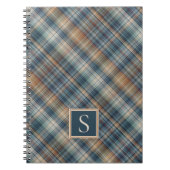 カスタムティール(緑がかった色)ダーク青ストライプ格子輪ガムパターン ノートブック (正面)