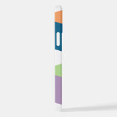 カスタムティール（緑がかった色）パープルブルーライムグリーンオレンジストライプ色 iPhoneケース (右側面)