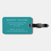 カスタムティール（緑がかった色）ブルーグリーンホワイトパタアーガイルーン ラゲッジタグ (裏面横)