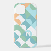 カスタムティール(緑がかった色)ブルーグリーンレトロアートパターン iPhoneケース (裏面)