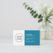 カスタムティール(緑がかった色)ブルーモダンミニマル任意の色 名刺 (スタンド正面)