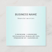 カスタムティール(緑がかった色)ブルー金属ストライプ線モノグラム スクエア名刺 (裏面)