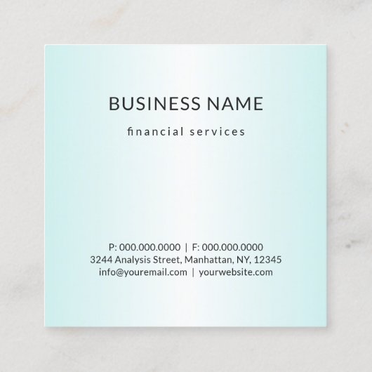 カスタムティール(緑がかった色)ブルー金属ストライプ線モノグラム スクエア名刺 (裏面)