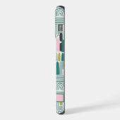 カスタムティール(緑がかった色)ホワイト抽象芸術グリーンピンク iPhoneケース (左側面)