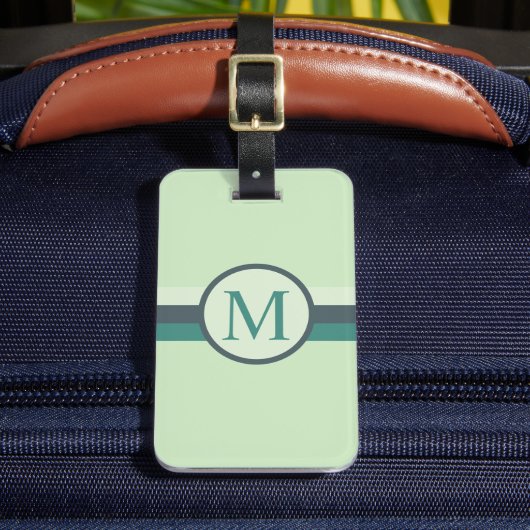 カスタムティール（緑がかった色）ライトソフト緑ブルーカラーブロック ラゲッジタグ (正面インサイチュ2)
