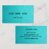 カスタムティール（緑がかった色）レザーデザイン | 名刺 (正面/裏面)