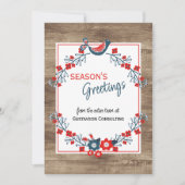 カスタムティール（緑がかった色）レッドフォークブルーバード&フローラアートリース シーズンカード (正面)