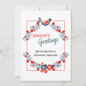 カスタムティール(緑がかった色)レッドフォークブルーバード&フローラアートリース シーズンカード (正面)