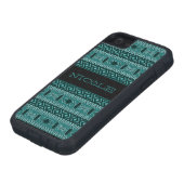 カスタムティール（緑がかった色）及び黒パタアステカーン Case-Mate iPhoneケース (下部)