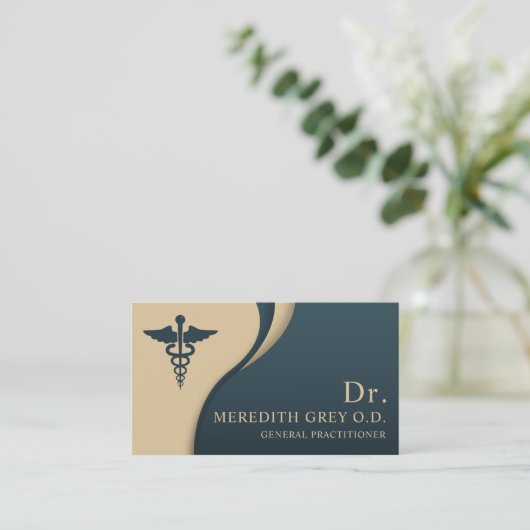 カスタムティール(緑がかった色)暗黒緑茶ドクターズファンシー 名刺 (スタンド正面)