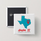 カスタムテキサス州ハートマップマーカー市座標 缶バッジ (正面&裏面)