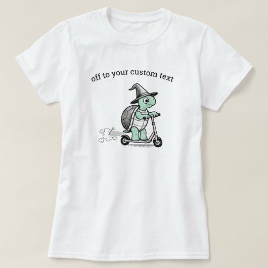 カスタムテキストが楽しいカメのスクーター Tシャツ (デザイン正面)