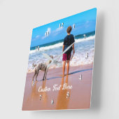 カスタムテキストでフォトクロックをカスタマイズ スクエア壁時計 (傾斜)