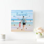 カスタムテキストでフォトクロックをカスタマイズ スクエア壁時計 (ホーム)