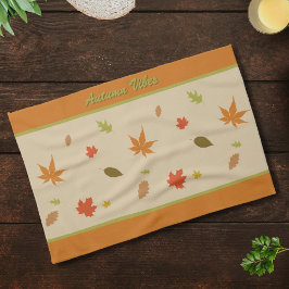 カスタムテキストで彩る紅葉の秋 キッチンタオル
