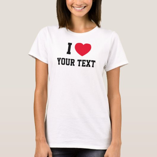 カスタムテキストで愛を伝える赤いハート Tシャツ (正面)