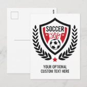 カスタムテキストとカラーのサッカーロゴ ポストカード (正面/裏面)
