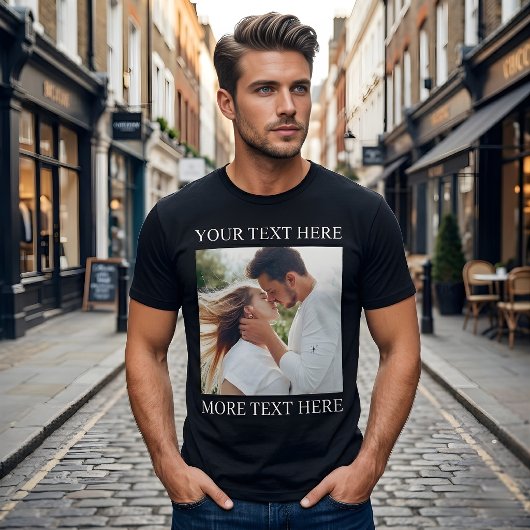 カスタムテキストと写真 Tシャツ