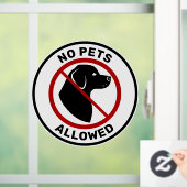 カスタムテキストと愛らしい犬の顔でペットお断り ウィンドウサイン (ホーム)